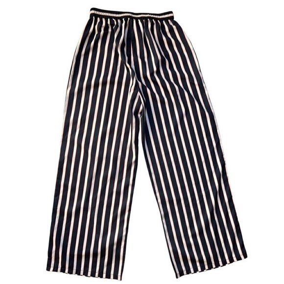 Madisonne Womens Blue Striped Drawstring Wide leg Pants Size S - Picture 2 of 14